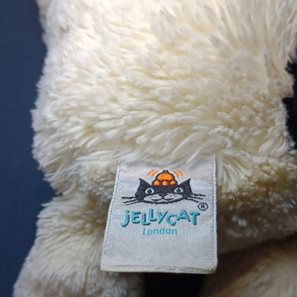 Jellycat Cream and Black Plush Dog Toy
